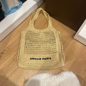 H&M Tan Woven Tote Bag